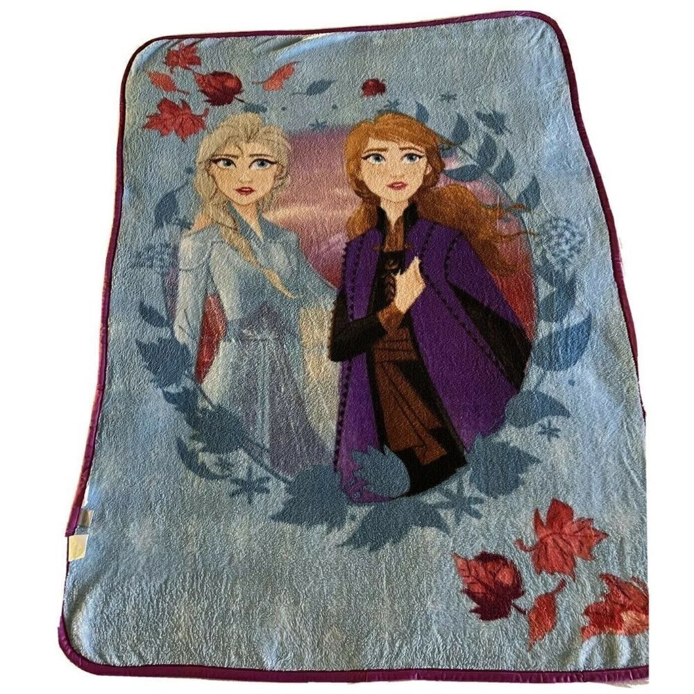 Disney Frozen Plush Reversible Throw Blanket Anna Elsa Lightweight Border Movie - Picture 5 of 8